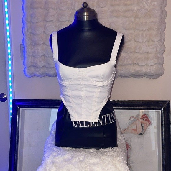 Zara top corset like piece white with back zip warm once over another top - Picture 1 of 6
